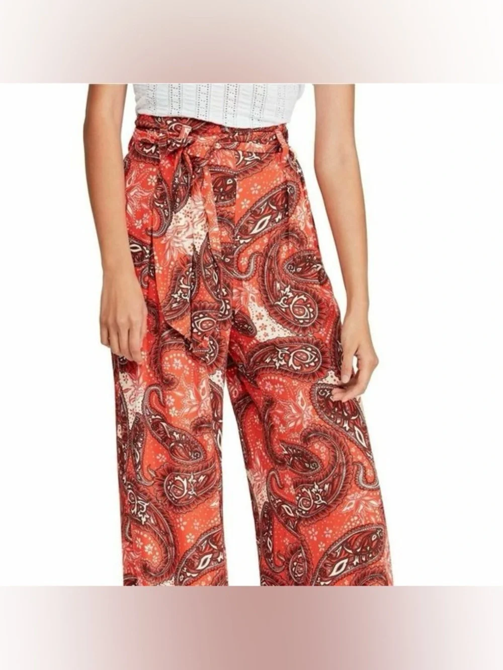 Free People Paisley Printed Double Trouble Wide Leg Pants Extra Small